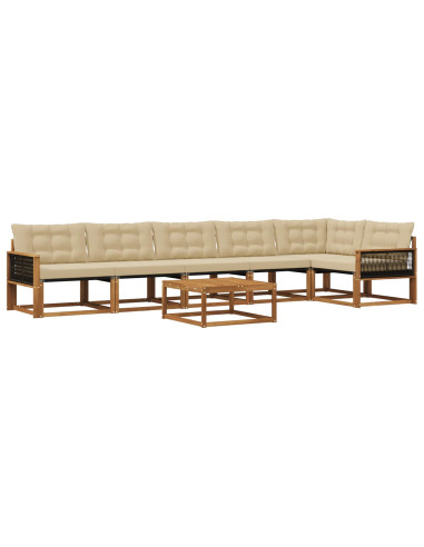 Set di divani da esterno con cuscino 7 pcs Naturale e Beige