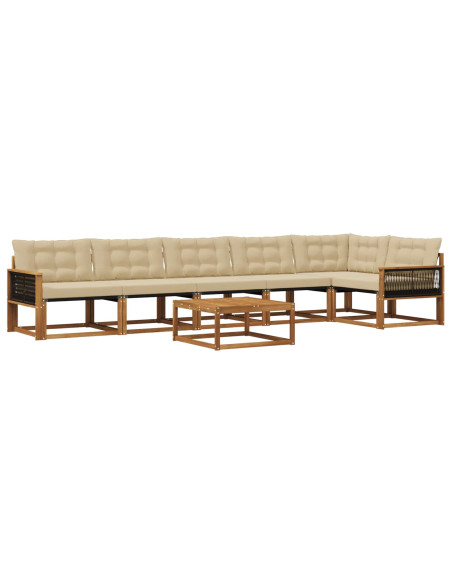 Set di divani da esterno con cuscino 7 pcs Naturale e Beige