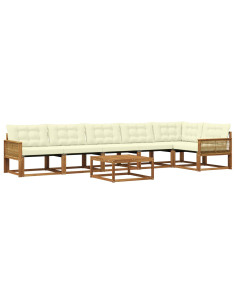 Set di divani da esterno con cuscino 7 pcs Naturale e Crema