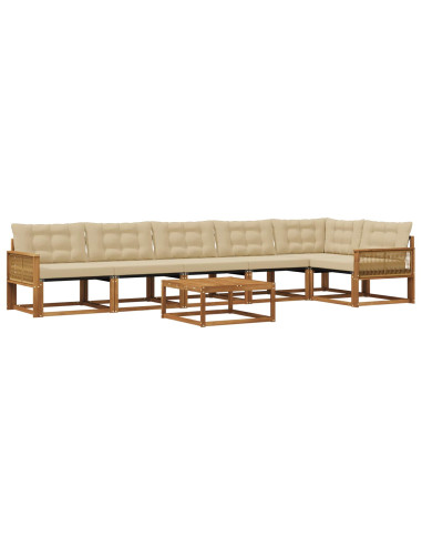 Set di divani da esterno con cuscino 7 pcs Naturale e Beige
