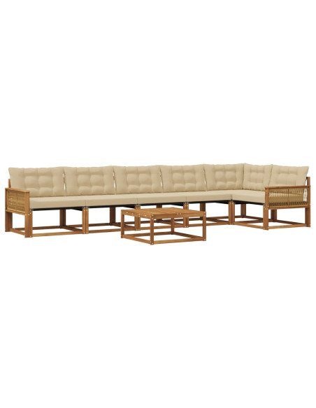 Set di divani da esterno con cuscino 7 pcs Naturale e Beige