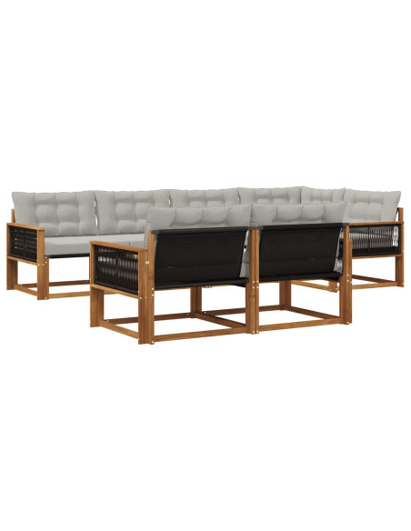 Set di divani da esterno 7 pcs Naturale e Grigio Chiaro