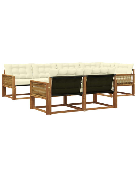 Set di divani da esterno con cuscino 7 pcs Naturale e Crema