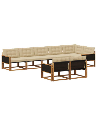 Set di divani da esterno con cuscino 8 pcs Naturale e Beige