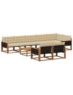 Set di divani da esterno con cuscino 9 pcs Naturale e Beige