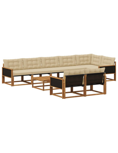 Set di divani da esterno con cuscino 9 pcs Naturale e Beige