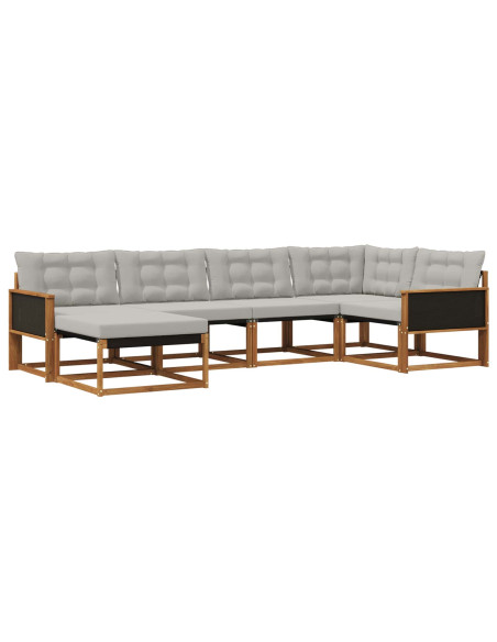 Set di divani da esterno 6 pcs Naturale e Grigio Chiaro