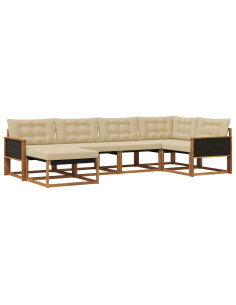 Set di divani da esterno con cuscino 6 pcs Naturale e Beige