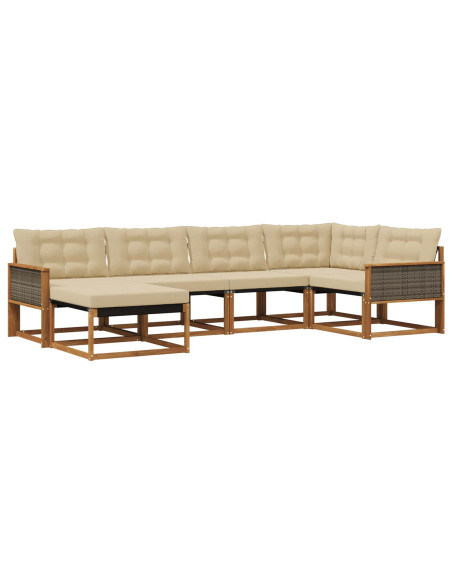 Set di divani da esterno con cuscino 6 pcs Naturale e Beige