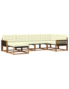 Set di divani da esterno con cuscino 6 pcs Naturale e Crema