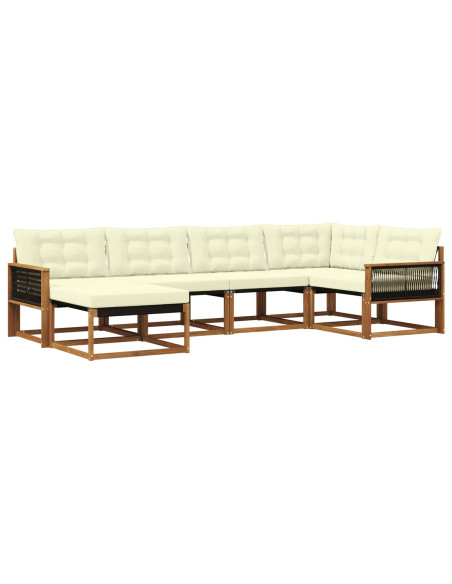 Set di divani da esterno con cuscino 6 pcs Naturale e Crema