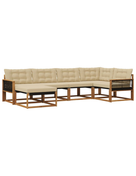 Set di divani da esterno con cuscino 6 pcs Naturale e Beige