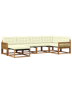 Set di divani da esterno con cuscino 6 pcs Naturale e Crema
