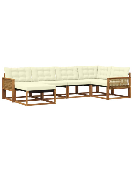 Set di divani da esterno con cuscino 6 pcs Naturale e Crema
