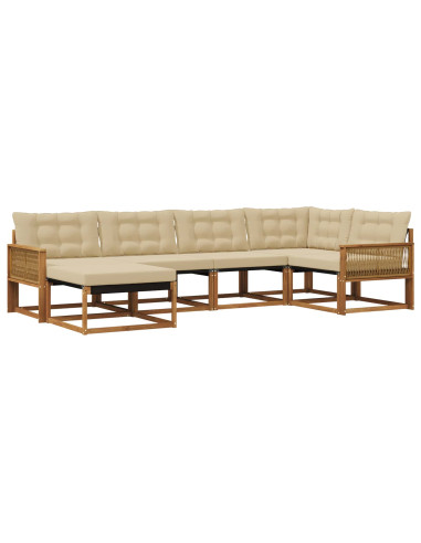 Set di divani da esterno con cuscino 6 pcs Naturale e Beige