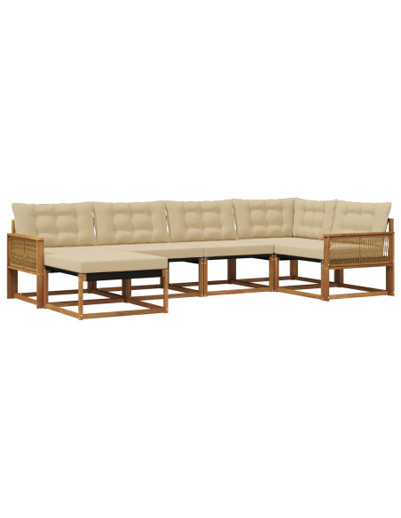 Set di divani da esterno con cuscino 6 pcs Naturale e Beige