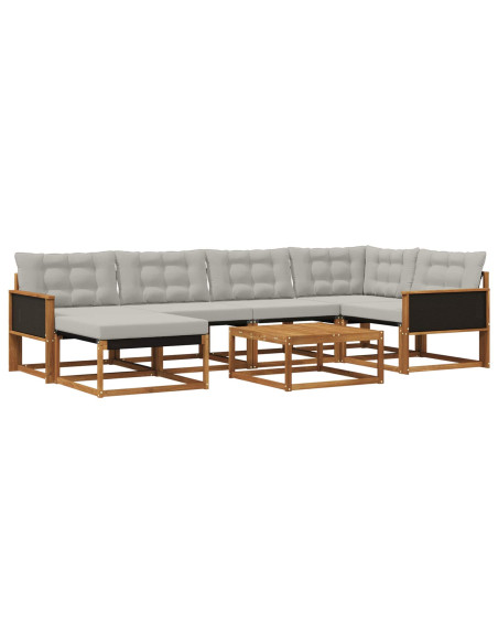 Set di divani da esterno 7 pcs Naturale e Grigio Chiaro