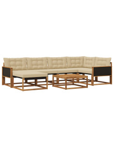 Set di divani da esterno con cuscino 7 pcs Naturale e Beige