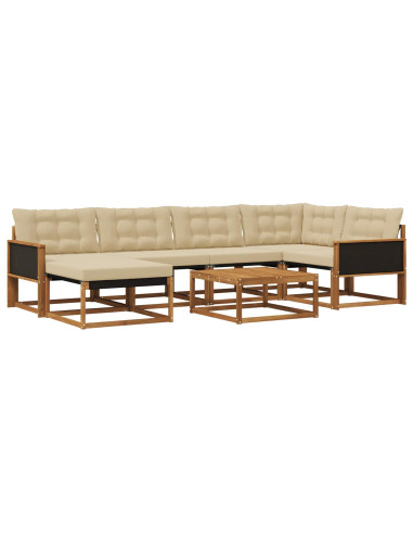 Set di divani da esterno con cuscino 7 pcs Naturale e Beige