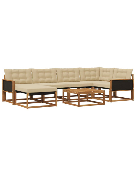 Set di divani da esterno con cuscino 7 pcs Naturale e Beige