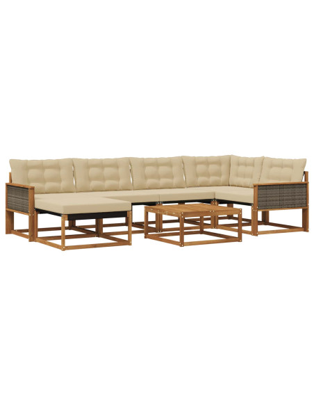 Set di divani da esterno con cuscino 7 pcs Naturale e Beige