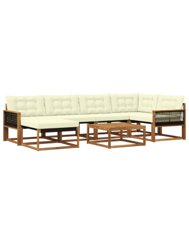 Set di divani da esterno con cuscino 7 pcs Naturale e Crema