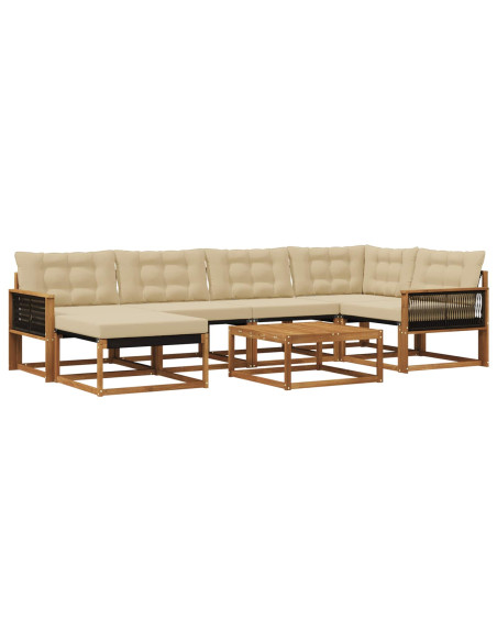 Set di divani da esterno con cuscino 7 pcs Naturale e Beige