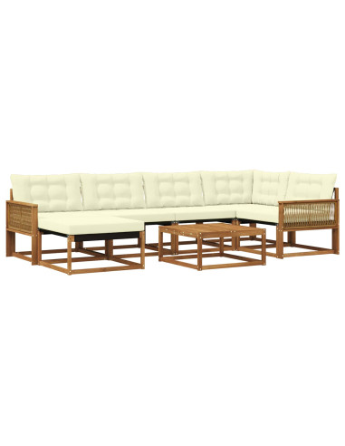 Set di divani da esterno con cuscino 7 pcs Naturale e Crema