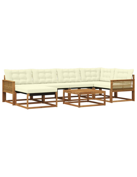 Set di divani da esterno con cuscino 7 pcs Naturale e Crema