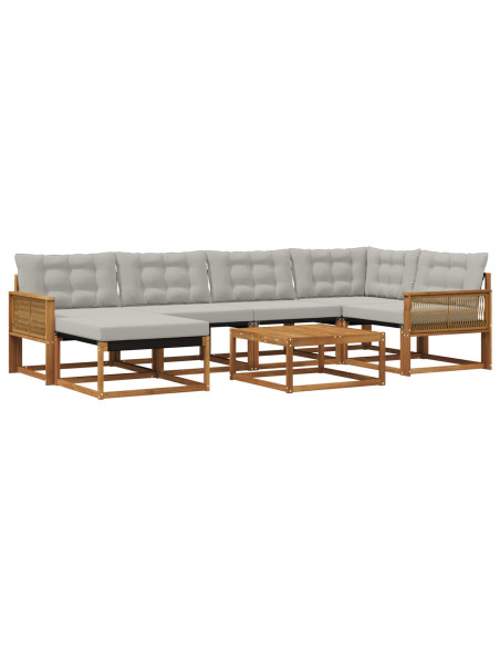 Set di divani da esterno 7 pcs Naturale e Grigio Chiaro