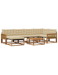 Set di divani da esterno con cuscino 7 pcs Naturale e Beige