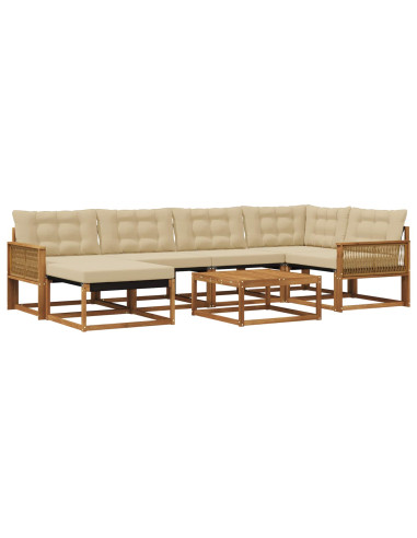 Set di divani da esterno con cuscino 7 pcs Naturale e Beige