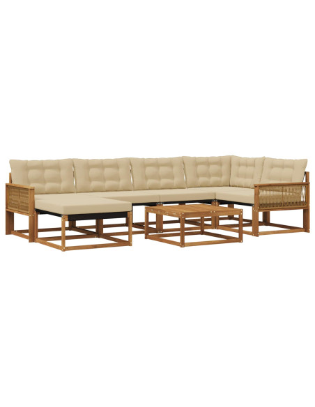 Set di divani da esterno con cuscino 7 pcs Naturale e Beige