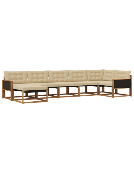 Set di divani da esterno con cuscino 7 pcs Naturale e Beige