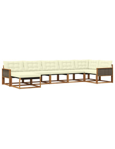 Set di divani da esterno con cuscino 7 pcs Naturale e Crema