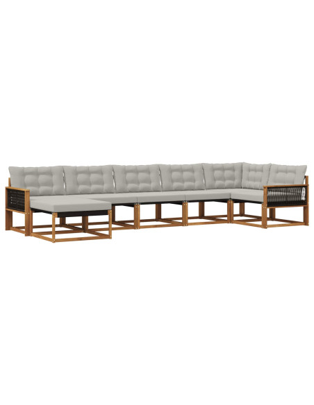 Set di divani da esterno 7 pcs Naturale e Grigio Chiaro