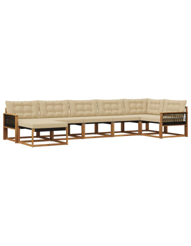 Set di divani da esterno con cuscino 7 pcs Naturale e Beige