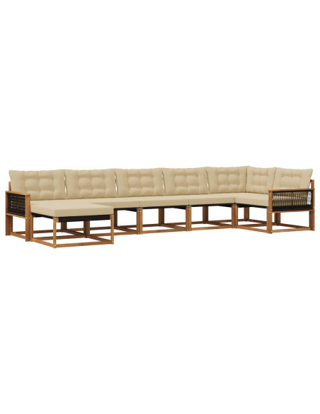 Set di divani da esterno con cuscino 7 pcs Naturale e Beige