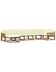 Set di divani da esterno con cuscino 7 pcs Naturale e Crema