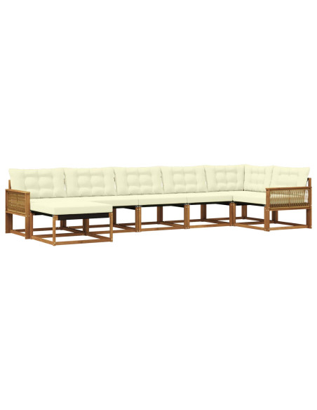 Set di divani da esterno con cuscino 7 pcs Naturale e Crema