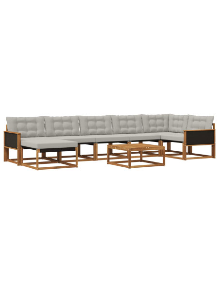 Set di divani da esterno 8 pcs Naturale e Grigio Chiaro