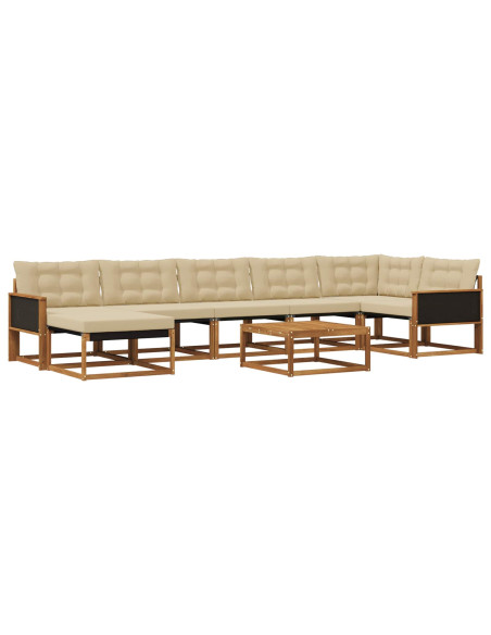 Set di divani da esterno con cuscino 8 pcs Naturale e Beige