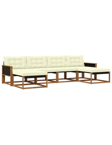 Set di divani da esterno con cuscino 6 pcs Naturale e Crema