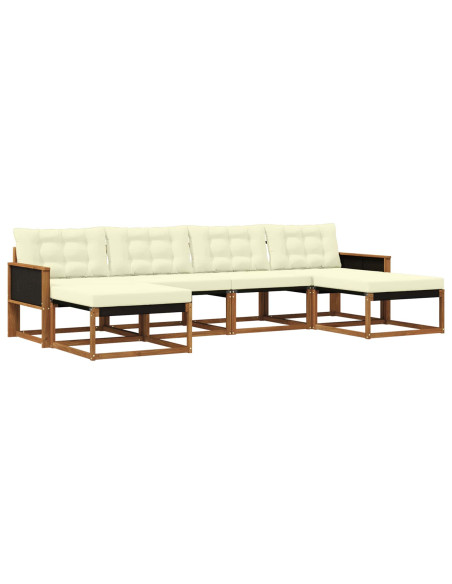 Set di divani da esterno con cuscino 6 pcs Naturale e Crema