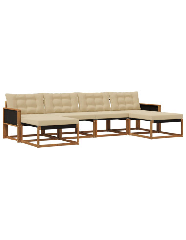 Set di divani da esterno con cuscino 6 pcs Naturale e Beige