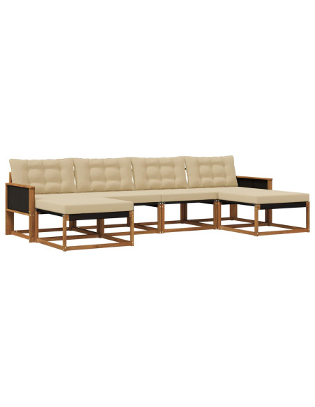 Set di divani da esterno con cuscino 6 pcs Naturale e Beige