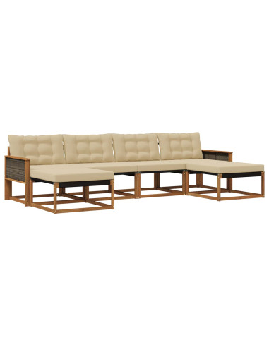 Set di divani da esterno con cuscino 6 pcs Naturale e Beige