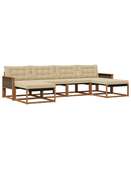 Set di divani da esterno con cuscino 6 pcs Naturale e Beige