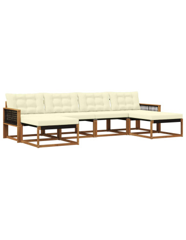 Set di divani da esterno con cuscino 6 pcs Naturale e Crema