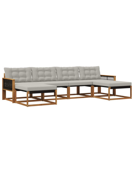 Set di divani da esterno 6 pcs Naturale e Grigio Chiaro